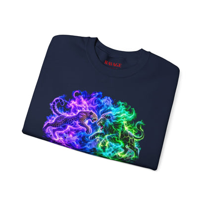 Neon Nebula Predator Clash Graphic Sweatshirt