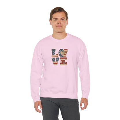 Patriotic Love Sweatshirt | Unisex Crewneck, Cozy Top for Celebrations, Gifts, Independence Day, Casual Style, Everyday Comfort