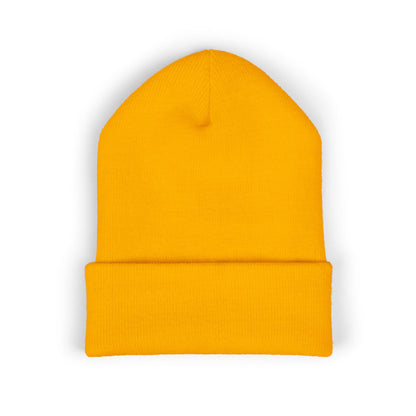 Fearless Embroidered Cuffed Beanie — Bold Black Knit Hat