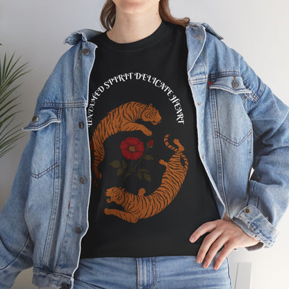 Black Tiger & Rose Graphic Tee, Unisex Cotton T-Shirt, Casual Wear, Nature Inspired Gift, Statement Shirt, Festival Apparel