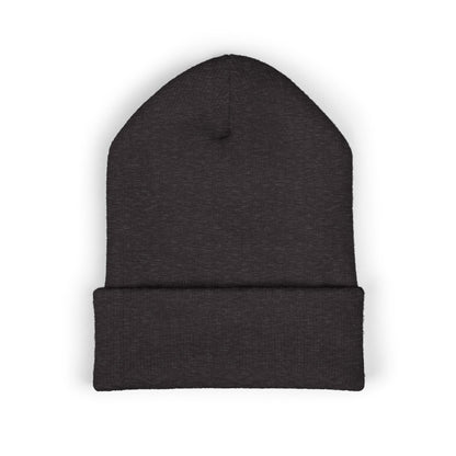 Fearless Embroidered Cuffed Beanie — Bold Black Knit Hat