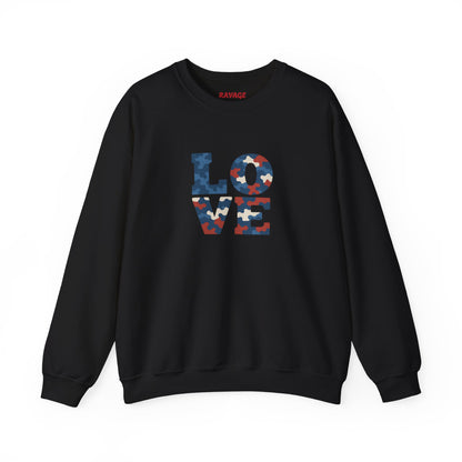 Patriotic Love Sweatshirt | Unisex Crewneck, Cozy Top for Celebrations, Gifts, Independence Day, Casual Style, Everyday Comfort