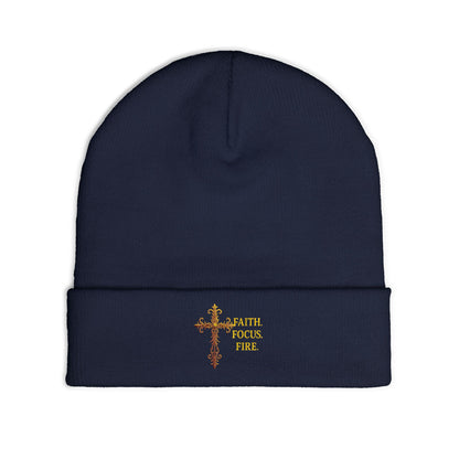 Embroidered Faith Beanie - Cozy Knit Hat for Winter, Inspirational Accessory, Unisex, Gift for Believers, Fashionable Headwear