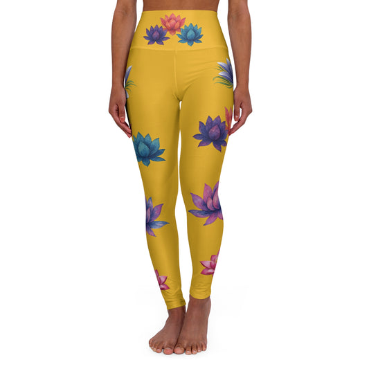 Watercolor Lotus High Waisted Yoga Leggings | Fitness, Meditation, Activewear, Yoga, Exercise Gear