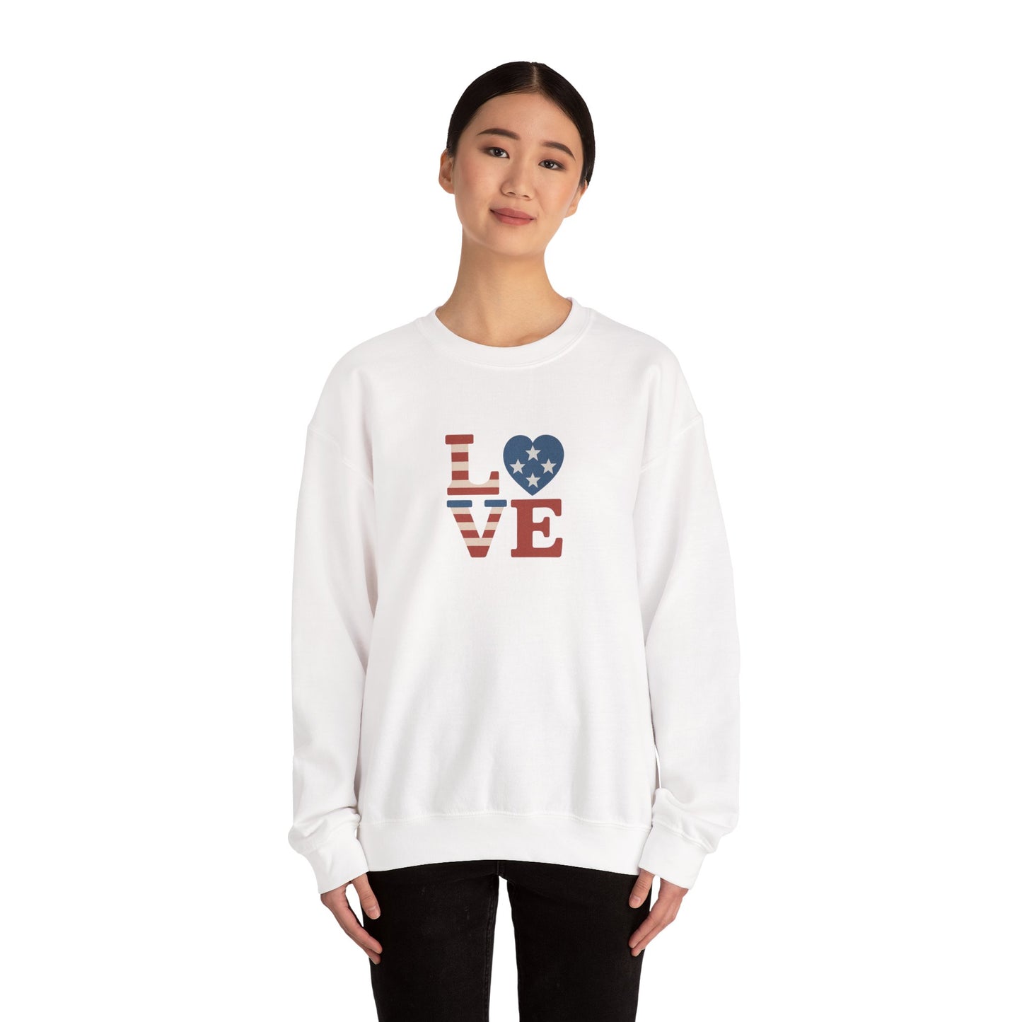 Patriotic Love Sweatshirt | Unisex Crewneck, Cozy Top for Celebrations, Gifts, Independence Day, Casual Style, Everyday Comfort