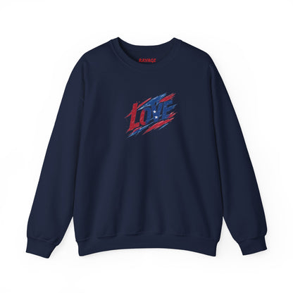 Patriotic Love Sweatshirt | Unisex Crewneck, Cozy Top for Celebrations, Gifts, Independence Day, Casual Style, Everyday Comfort
