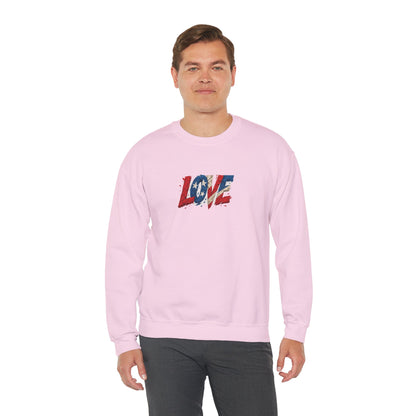 Patriotic Love Sweatshirt | Unisex Crewneck, Cozy Top for Celebrations, Gifts, Independence Day, Casual Style, Everyday Comfort