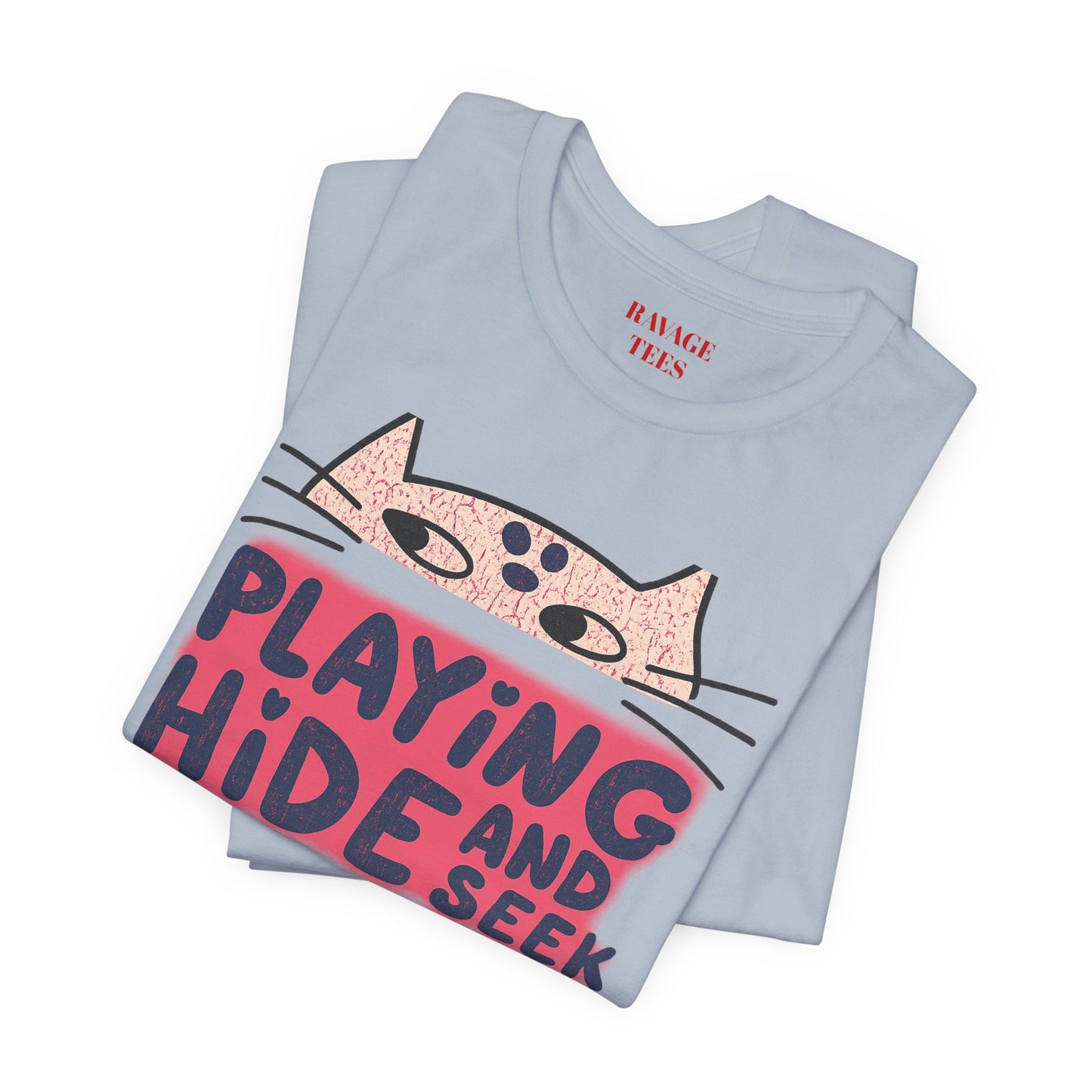 Playing Hide and Seek Cat T-Shirt — Cute Graphic Tee for Cat Lovers