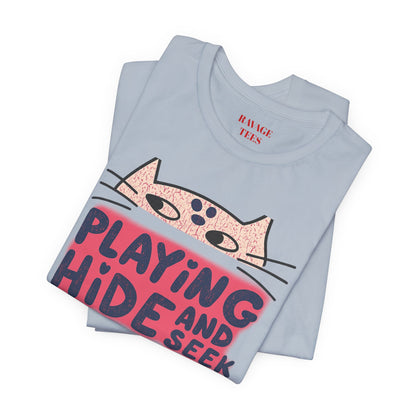Playing Hide and Seek Cat T-Shirt — Cute Graphic Tee for Cat Lovers
