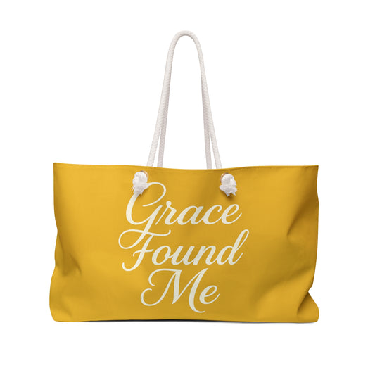 Grace Found Me Weekender Bag – Inspirational Christian Travel Tote, Faith-Based Gift, Spiritual Carryall for Weekend Getaways, Church Retreats, and Everyday Essentials