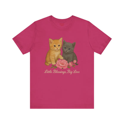 Cute Cat Graphic Tee, Casual Unisex Shirt