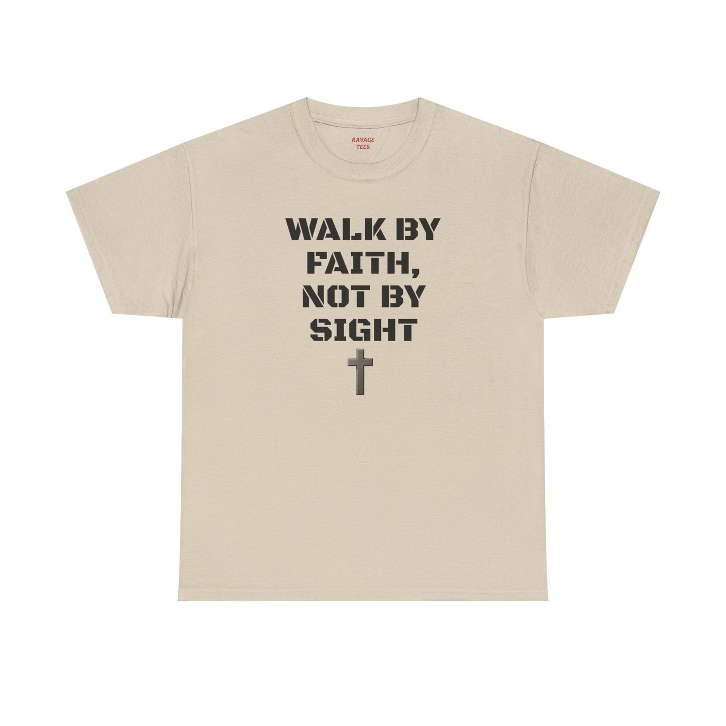 "Walk By Faith" Tee: Christian Bible Verse Unisex Heavy Cotton Shirt