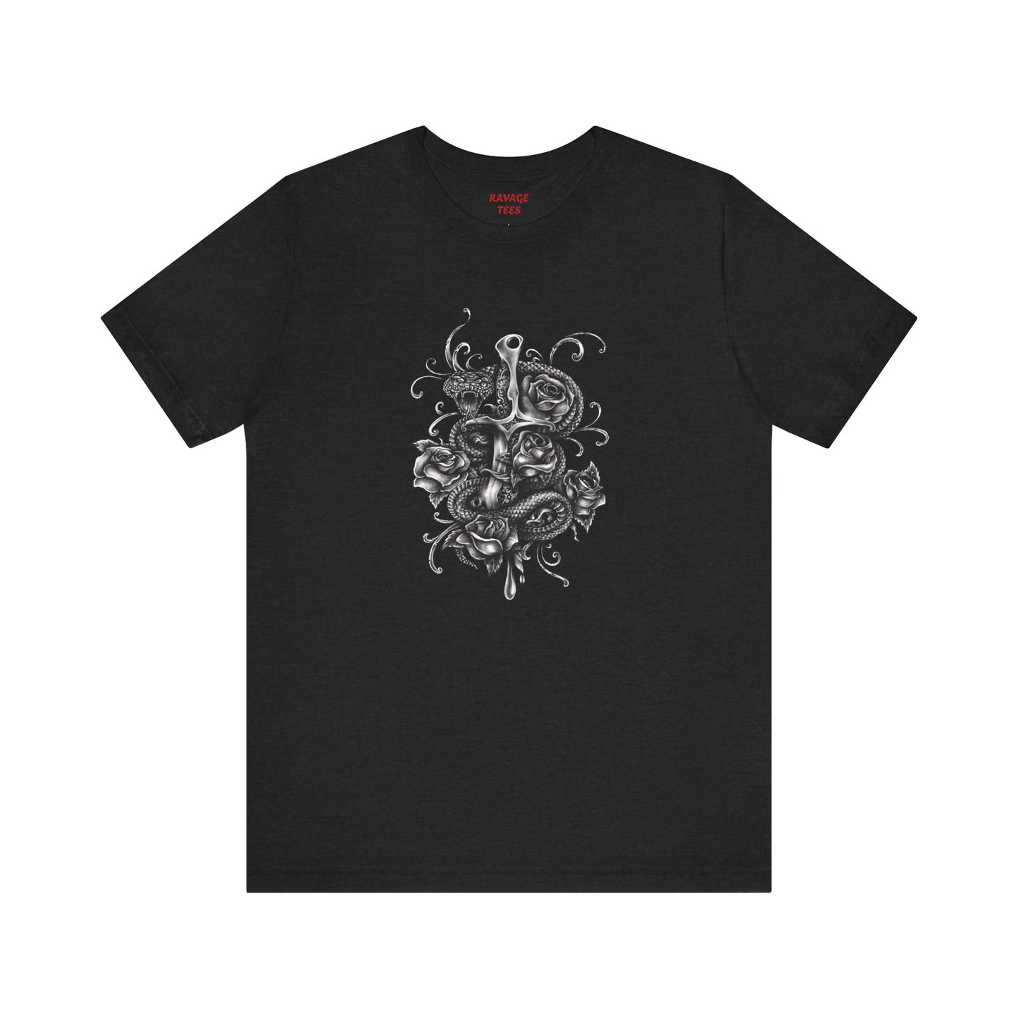 Snake & Dagger Tee: Edgy Unisex Tattoo-Style Graphic Shirt