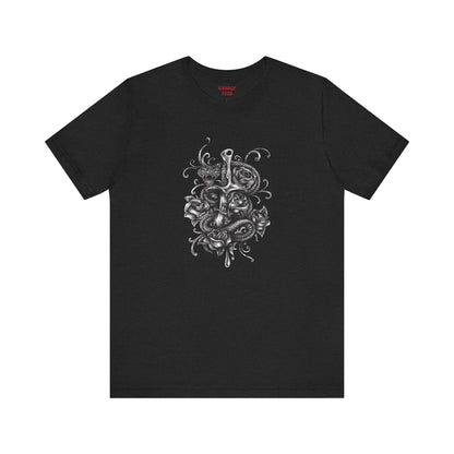Snake & Dagger Tee: Edgy Unisex Tattoo-Style Graphic Shirt