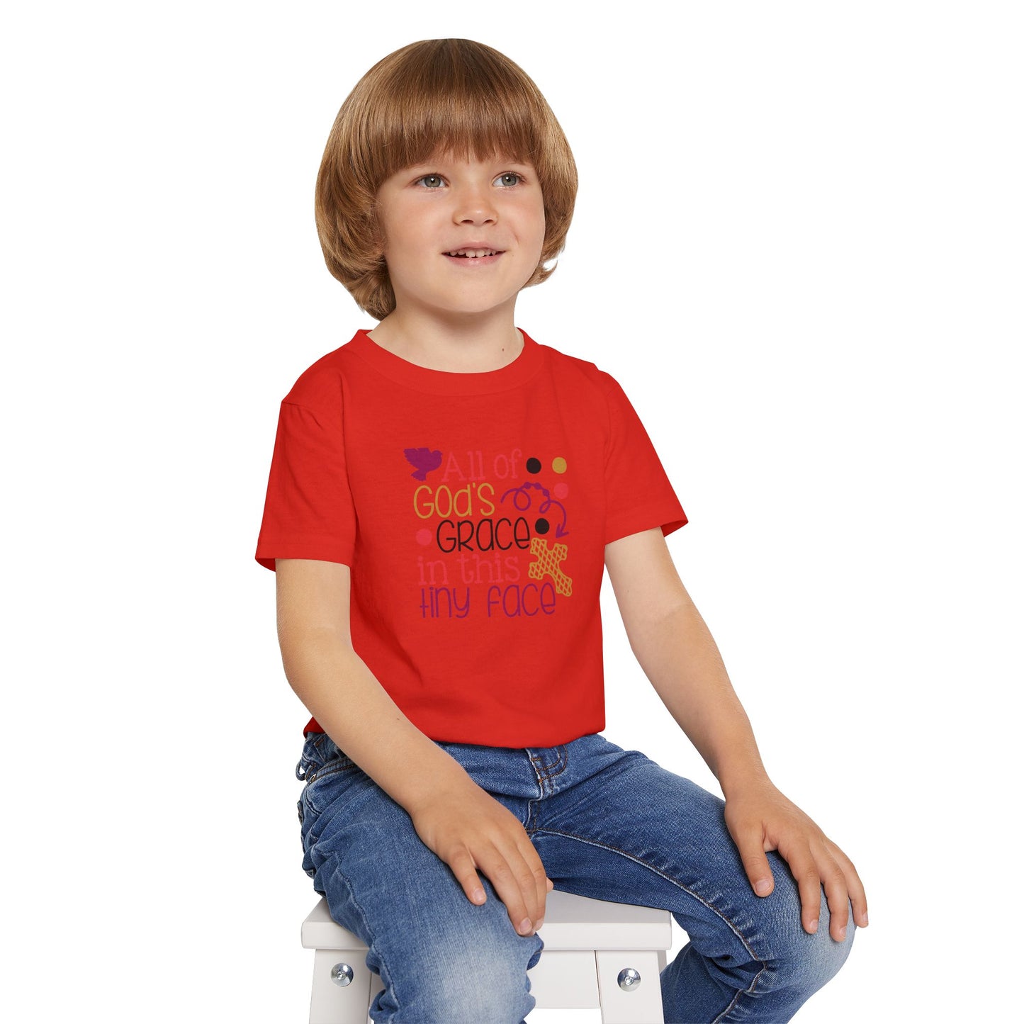 Toddler T-Shirt — "All of God's Grace in This Tiny Face" Cute Faith Baby Tee