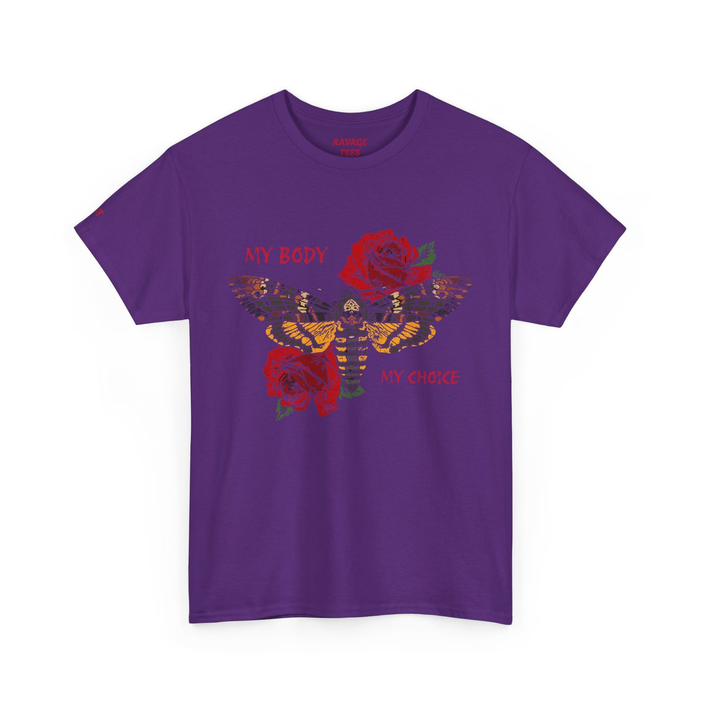 Your Body Your Choice Unisex Heavy Cotton Tee with Butterfly & Rose Design, Empowering Statement Tee