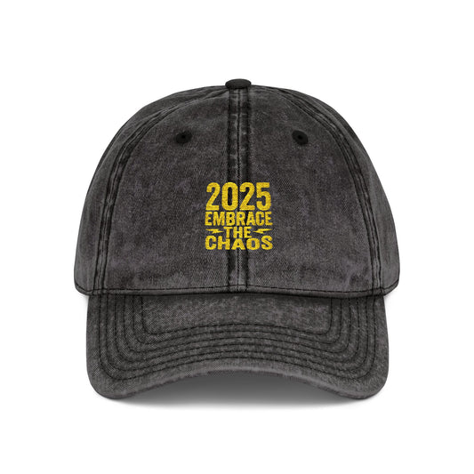 Embrace The Chaos -Vintage Cap with 2025 Chaos Embroidery, Casual Dad Hat, Trendy Accessory, Perfect Gift for Him or Her, Summer Style, Unique Statement Piece