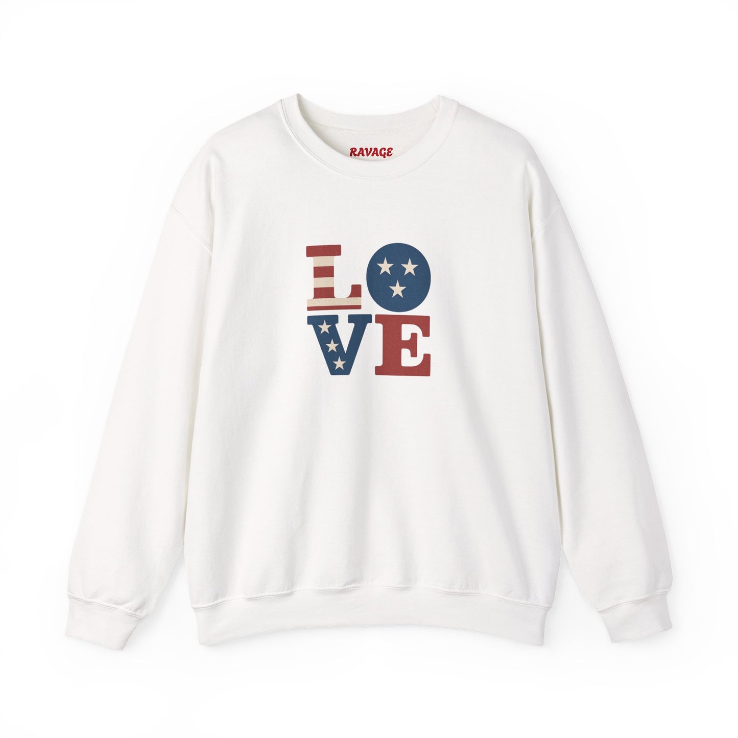 Patriotic Love Sweatshirt | Unisex Crewneck, Cozy Top for Celebrations, Gifts, Independence Day, Casual Style, Everyday Comfort