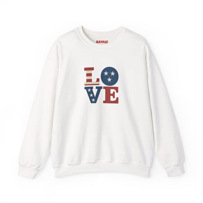 Patriotic Love Sweatshirt | Unisex Crewneck, Cozy Top for Celebrations, Gifts, Independence Day, Casual Style, Everyday Comfort