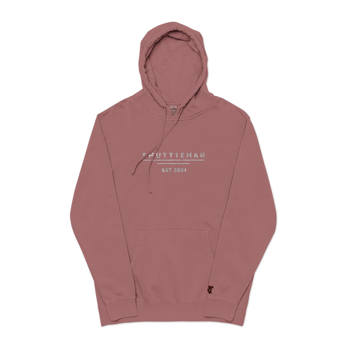 Shutt1eman Embroided Vintage Pigment Black-Dyed Hoodie