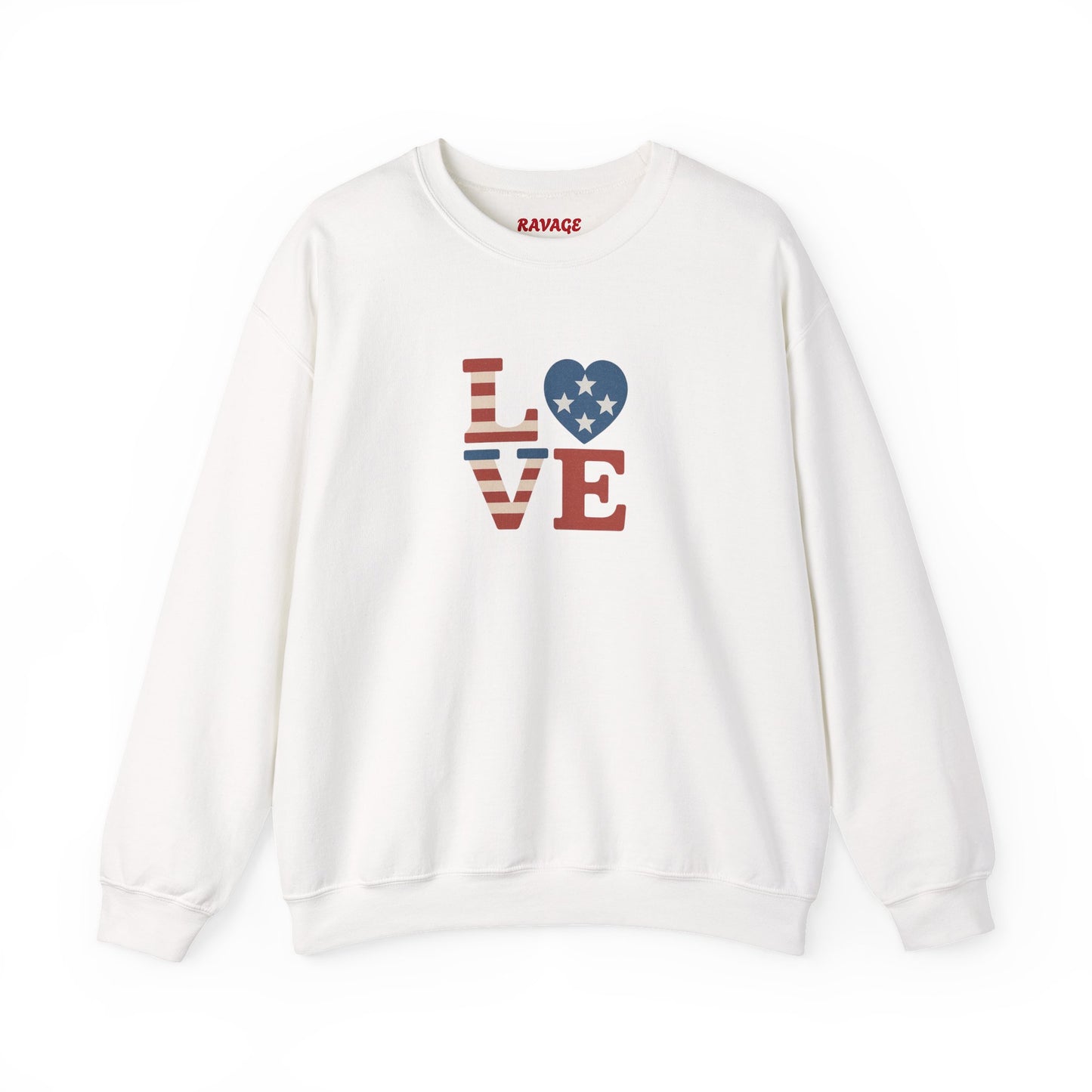 Patriotic Love Sweatshirt | Unisex Crewneck, Cozy Top for Celebrations, Gifts, Independence Day, Casual Style, Everyday Comfort