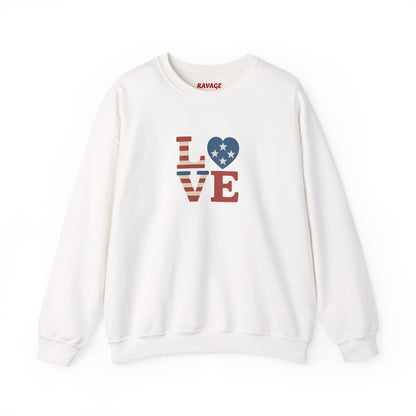 Patriotic Love Sweatshirt | Unisex Crewneck, Cozy Top for Celebrations, Gifts, Independence Day, Casual Style, Everyday Comfort