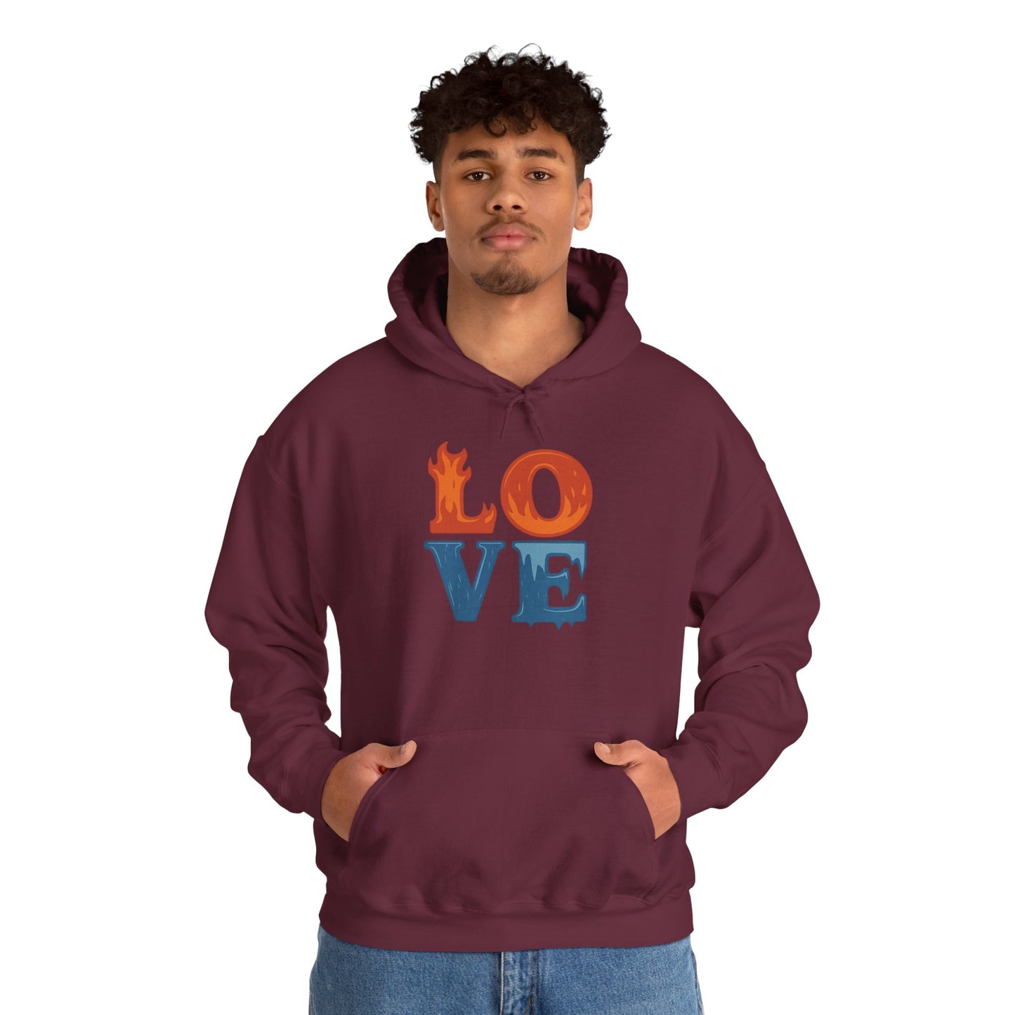 Unisex Hooded Sweatshirt with 'LOVE' Design - Cozy Gift for Friends, Valentine's Day, Casual Wear, Relaxation, Everyday Use