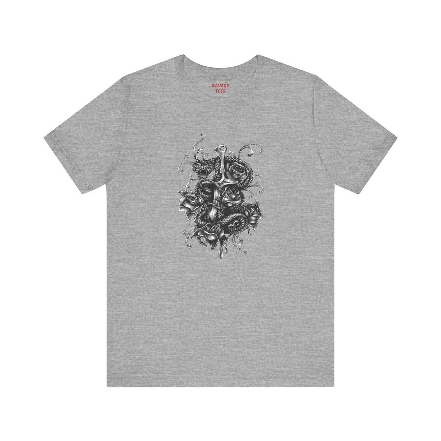 Snake & Dagger Tee: Edgy Unisex Tattoo-Style Graphic Shirt