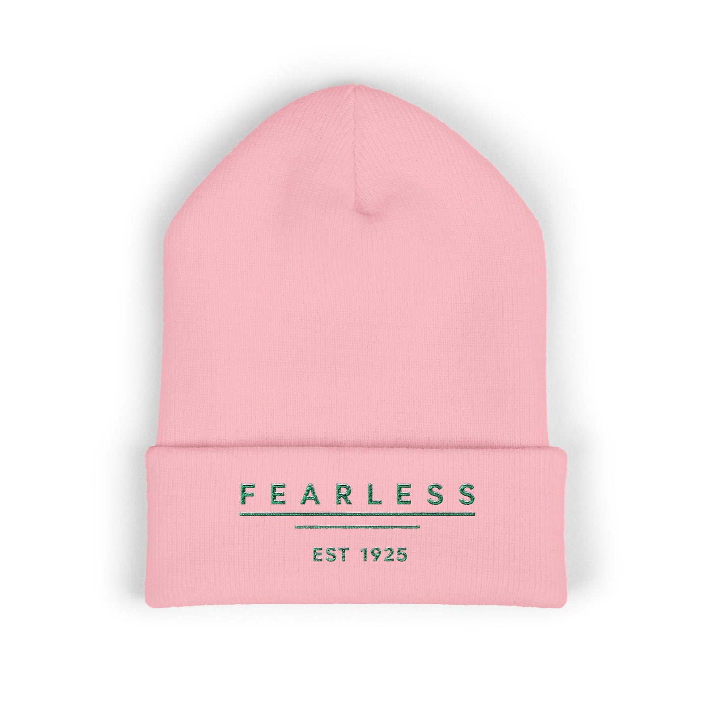 Fearless Embroidered Cuffed Beanie — Minimal Vintage 'EST 1925' Knit Hat