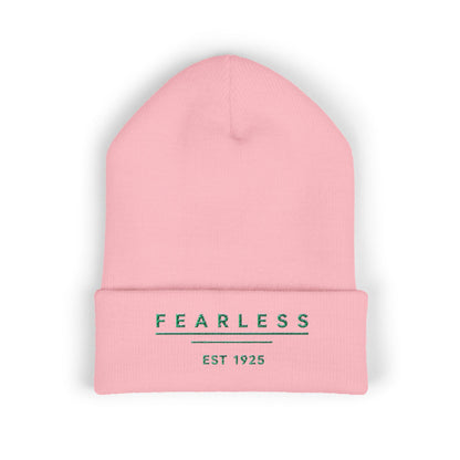 Fearless Embroidered Cuffed Beanie — Minimal Vintage 'EST 1925' Knit Hat