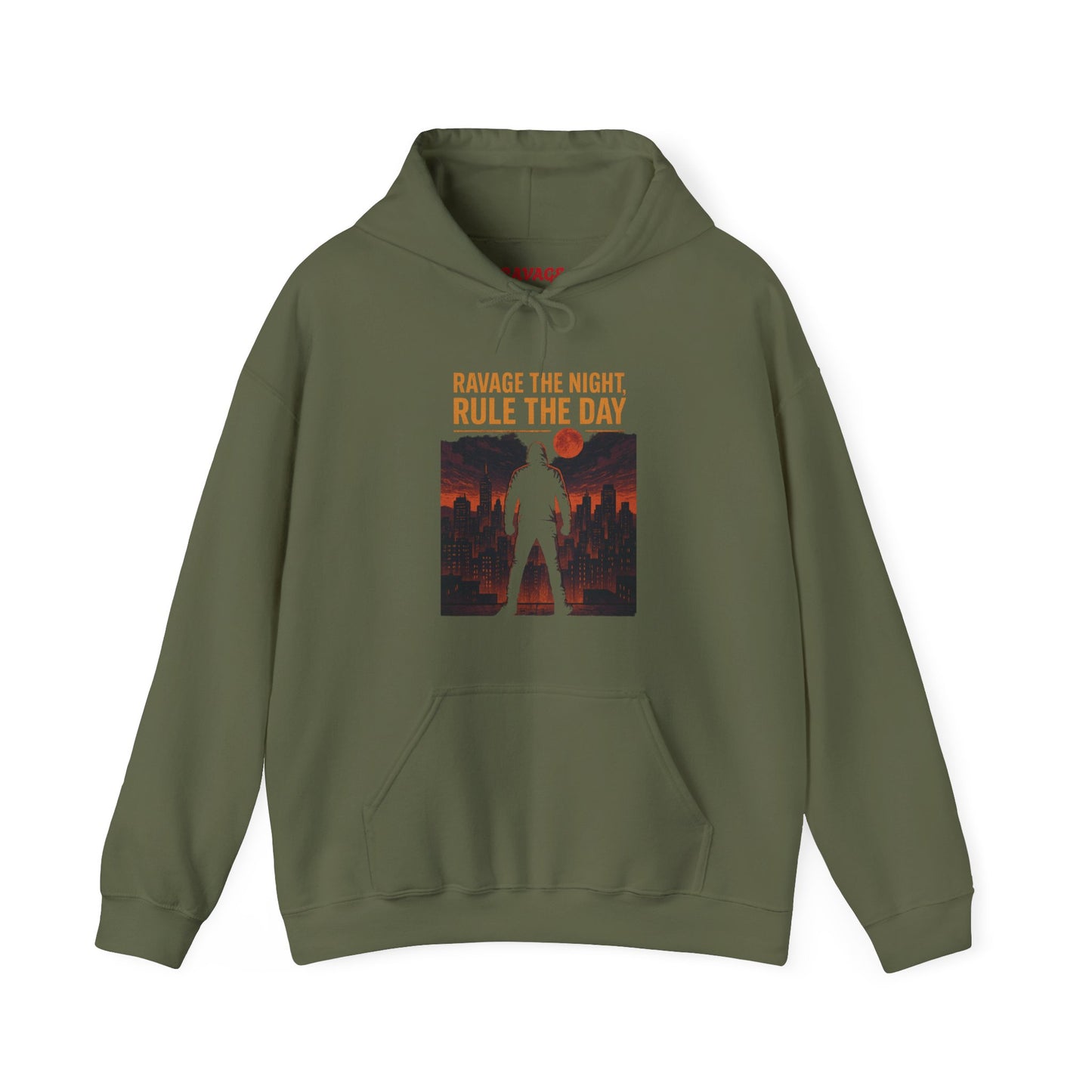 RAVAGE THE NIGHT RULE THE DAY Hoodie – Urban Adventure Graphic Sweatshirt, Cool Unisex Streetwear, Casual Wear, Unique Gifthion