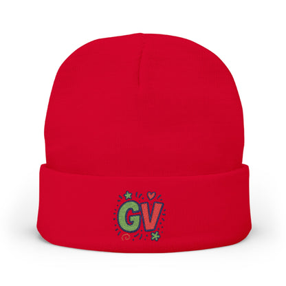 GOOD VIBES Colorful Embroidered Knit Beanie, Trendy Winter Hat, Gift for Her, Personalized Beanie, Cozy Fashion Accessory, Daily Wear