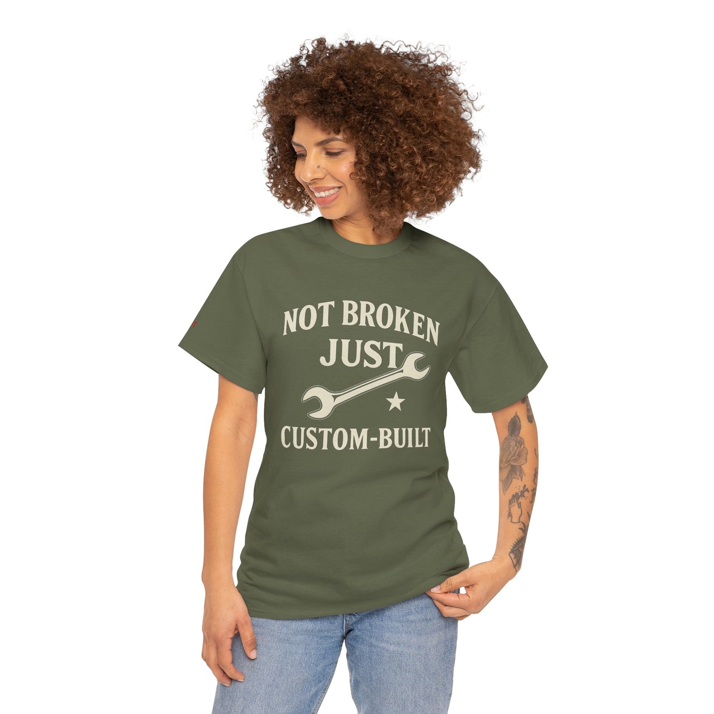 Not Broken Just Custom-Built Unisex Tee – Funny Mechanic T-Shirt, DIY Enthusiast Gift, Casual Workwear Shirt