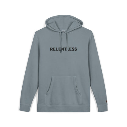 Relentless Hoodie — Embroidered Pigment-Dyed Olive Motivational Pullover
