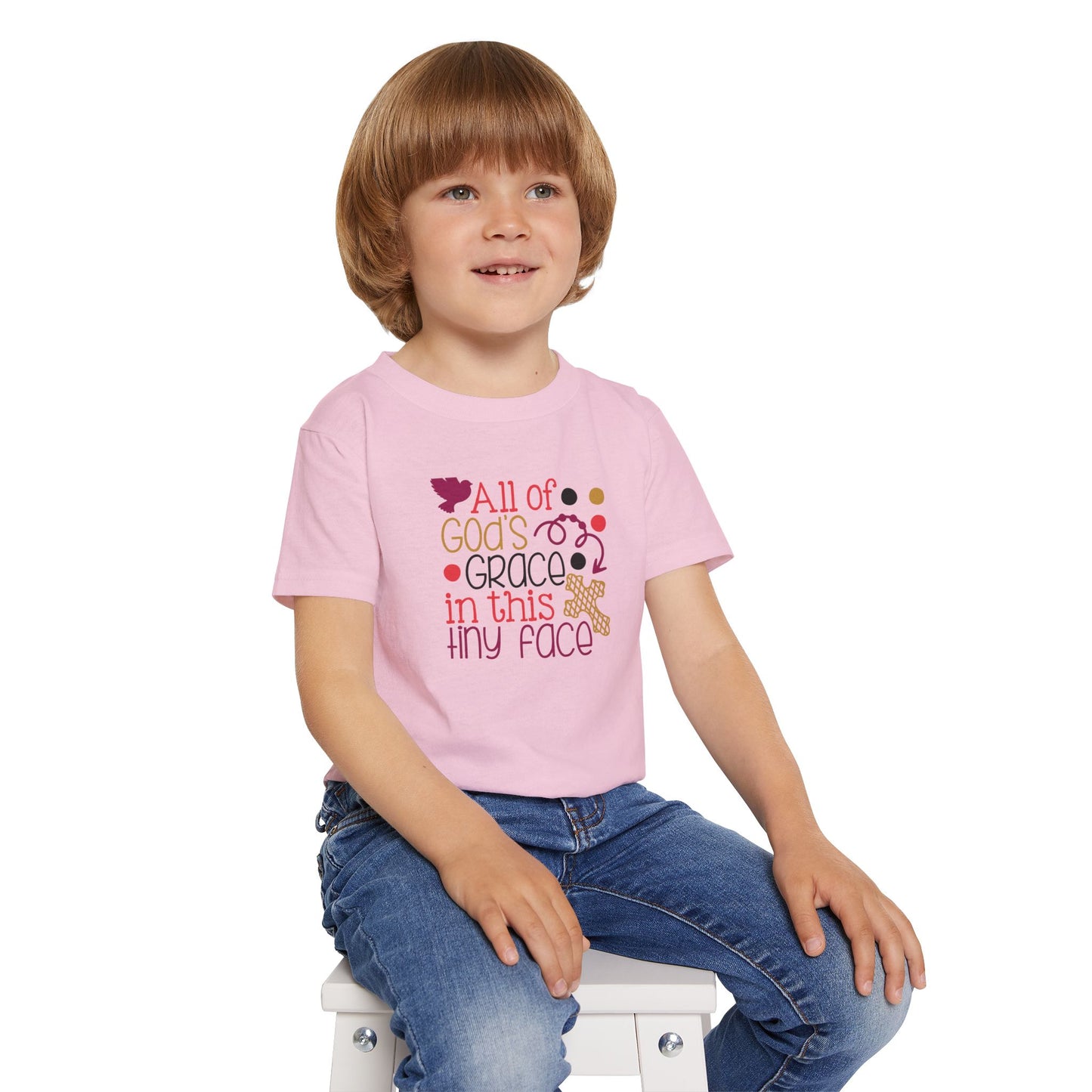 Toddler T-Shirt — "All of God's Grace in This Tiny Face" Cute Faith Baby Tee