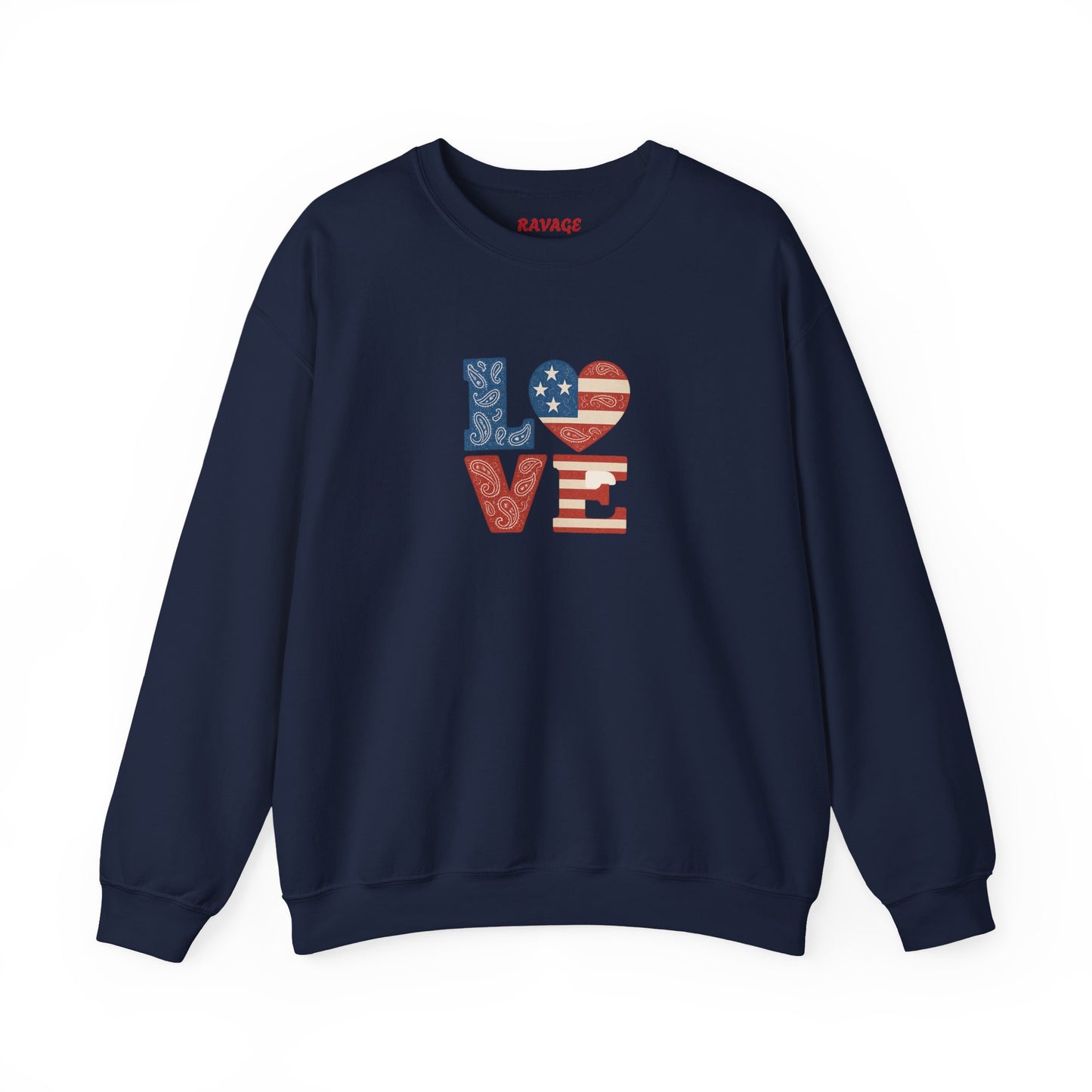 Patriotic Love Sweatshirt | Unisex Crewneck, Cozy Top for Celebrations, Gifts, Independence Day, Casual Style, Everyday Comfort