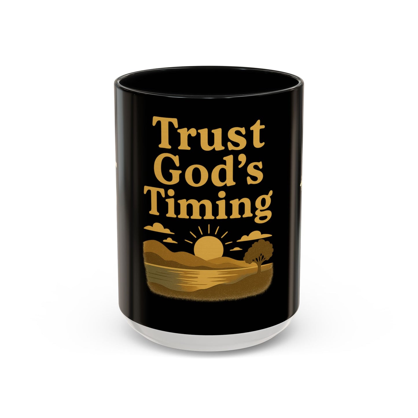 Trust God's Timing Christian Coffee Mug – Inspirational Accent Cup (11oz & 15oz), Faith-Based Gift for Coffee & Tea Lovers