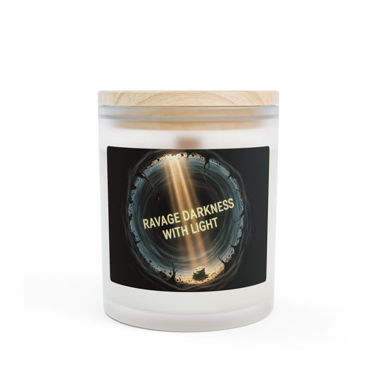 “Ravage Darkness With Light” Frosted Glass Candle 11oz