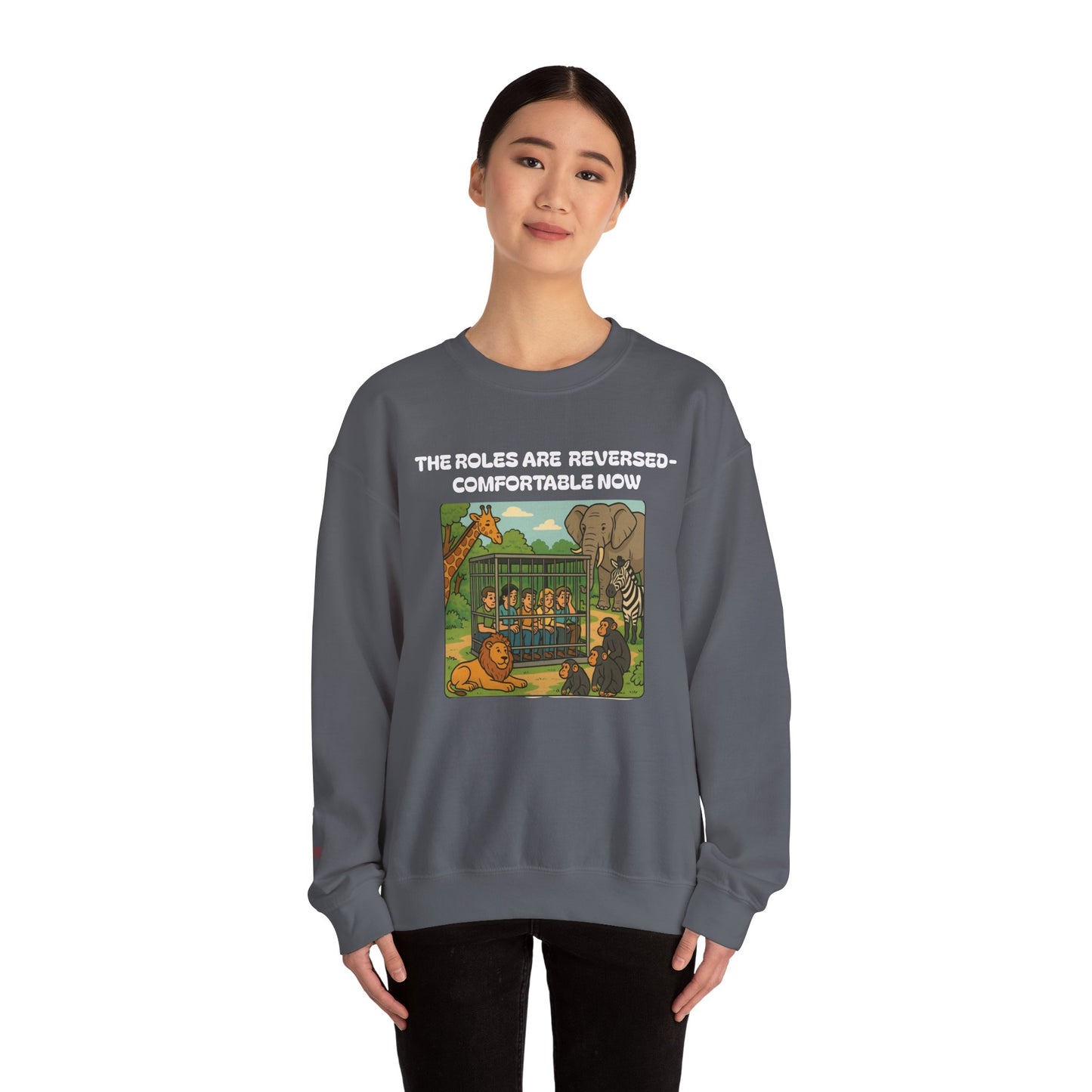 Reversal of Roles-Fun Animal Crewneck Sweatshirt, Unisex Sweatshirt