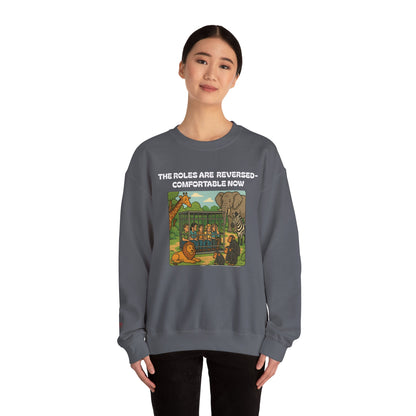 Reversal of Roles-Fun Animal Crewneck Sweatshirt, Unisex Sweatshirt