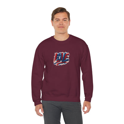 Patriotic Love Sweatshirt | Unisex Crewneck, Cozy Top for Celebrations, Gifts, Independence Day, Casual Style, Everyday Comfort