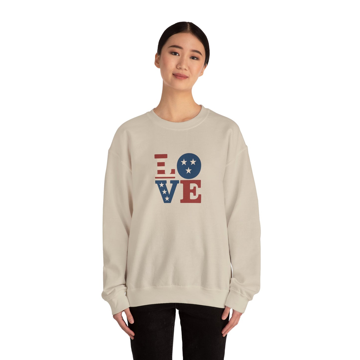 Patriotic Love Sweatshirt | Unisex Crewneck, Cozy Top for Celebrations, Gifts, Independence Day, Casual Style, Everyday Comfort