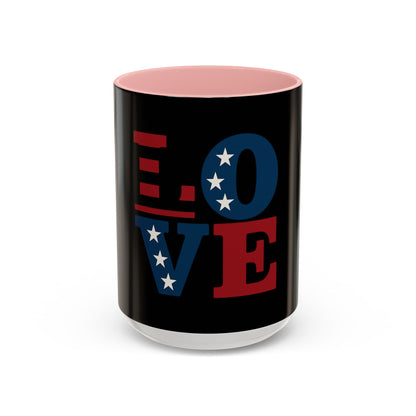 Patriotic Love Coffee Mug | 11 & 15oz Ceramic Cup | Perfect for Independence Day, Valentine's Day, and Everyday Use