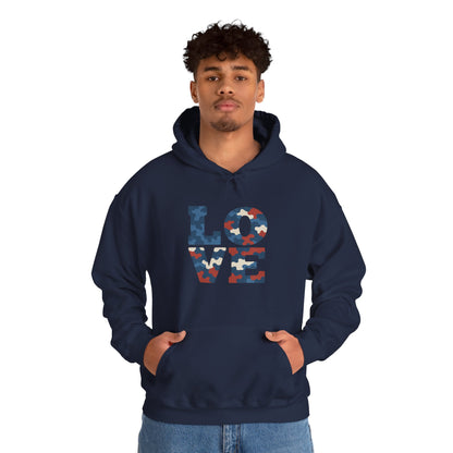 Unisex Hooded Sweatshirt with 'LOVE' Design - Cozy Gift for Friends, Valentine's Day, Casual Wear, Relaxation, Everyday Use