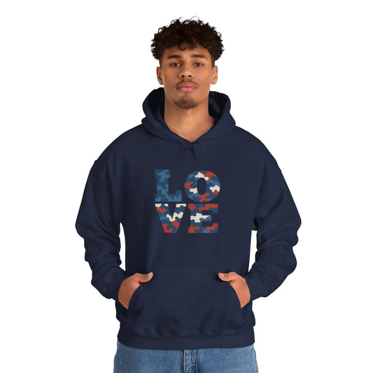 Unisex Hooded Sweatshirt with 'LOVE' Design - Cozy Gift for Friends, Valentine's Day, Casual Wear, Relaxation, Everyday Use