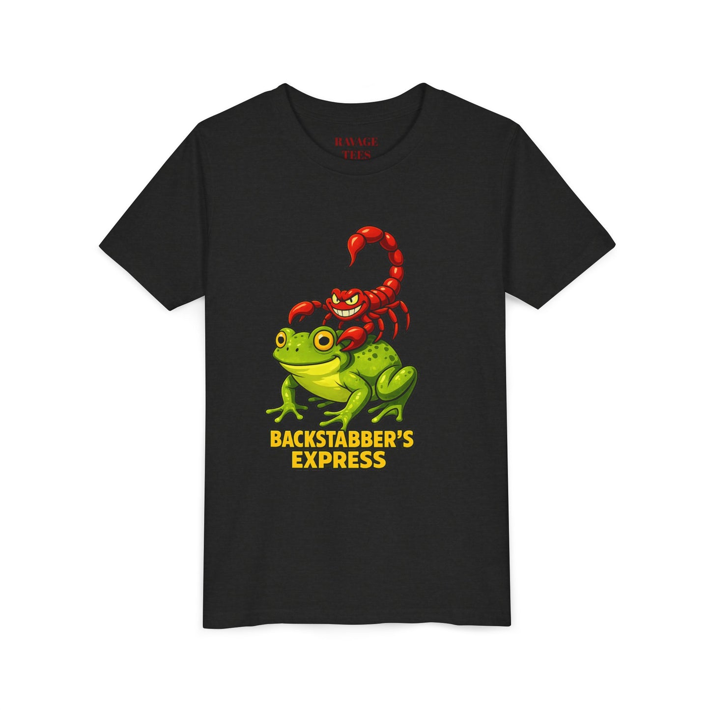 Youth Tee - "Backstabber's Express" Frog & Scorpion Graphic