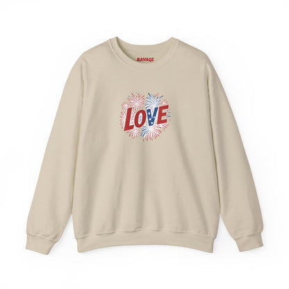 Patriotic Love Sweatshirt | Unisex Crewneck, Cozy Top for Celebrations, Gifts, Independence Day, Casual Style, Everyday Comfort