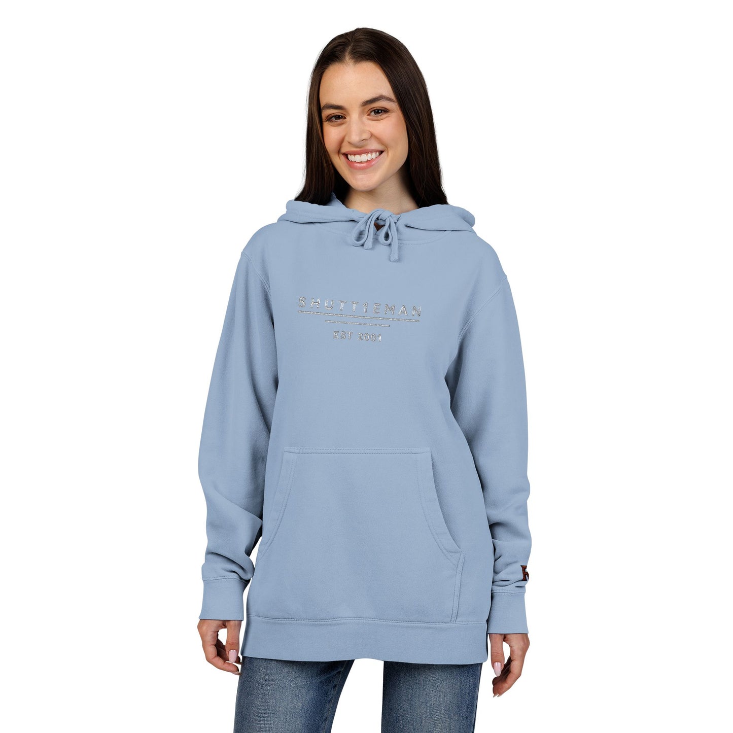 Shutt1eman Embroided Vintage Pigment Black-Dyed Hoodie