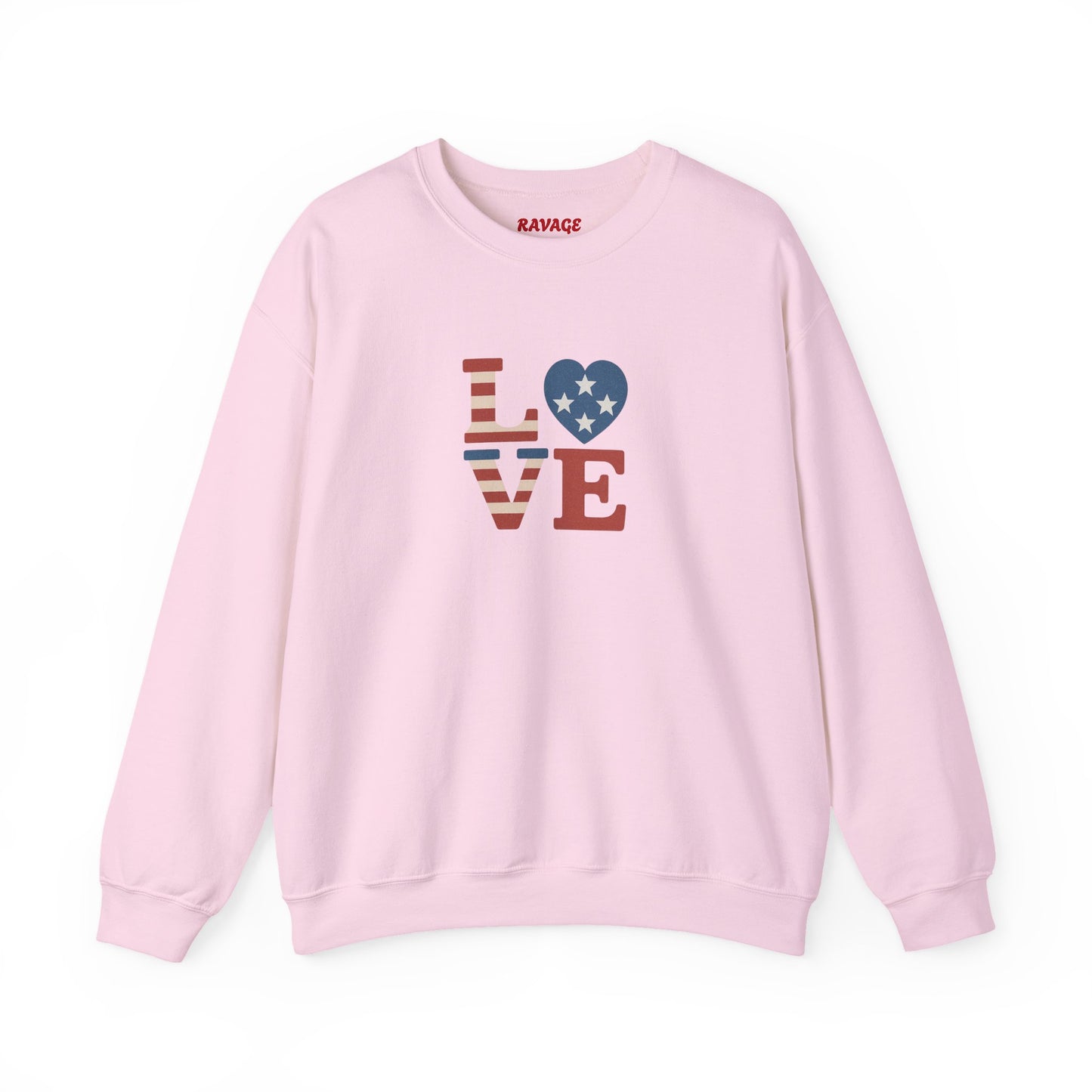Patriotic Love Sweatshirt | Unisex Crewneck, Cozy Top for Celebrations, Gifts, Independence Day, Casual Style, Everyday Comfort