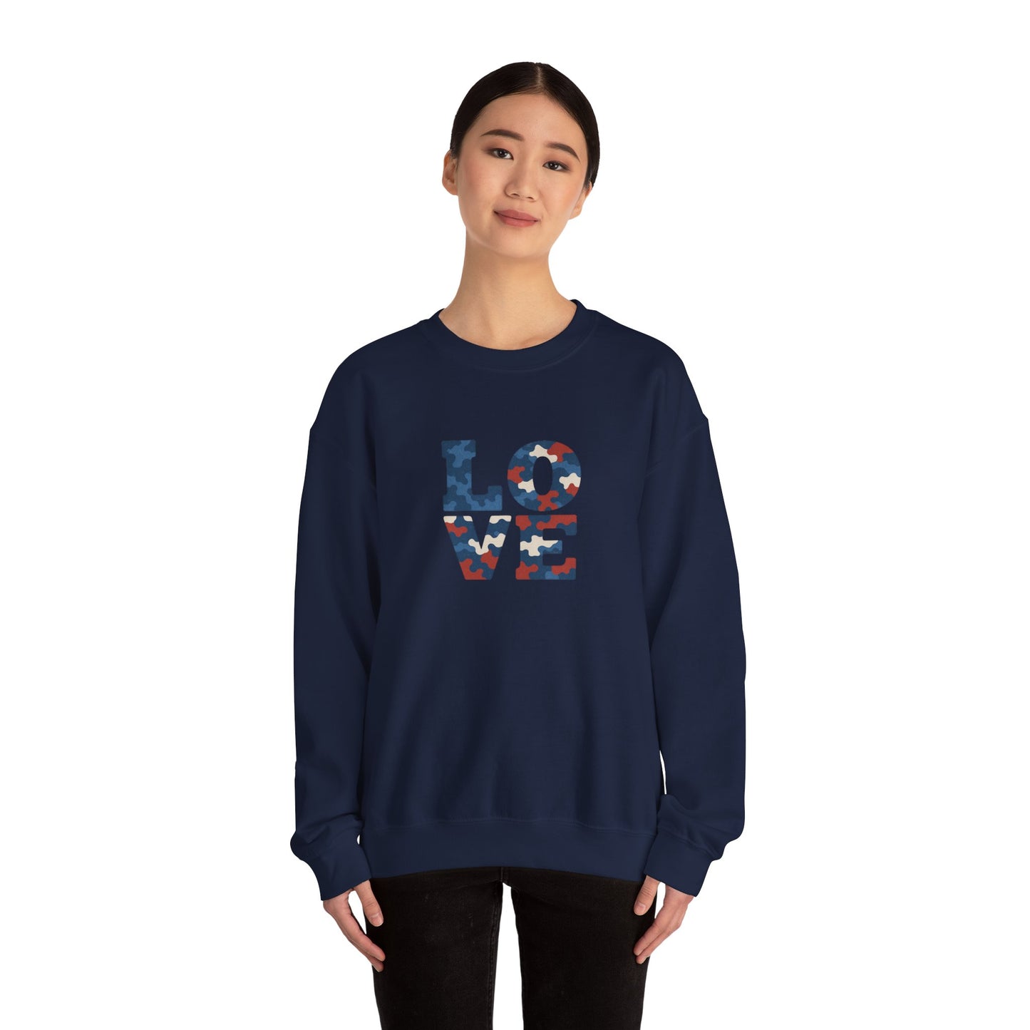Patriotic Love Sweatshirt | Unisex Crewneck, Cozy Top for Celebrations, Gifts, Independence Day, Casual Style, Everyday Comfort